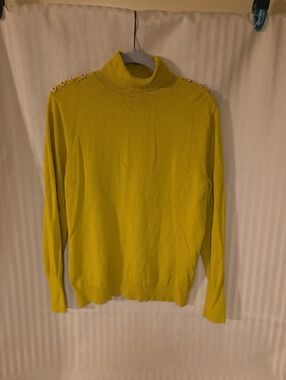 Joseph Light Green Button-Shoulder Turtleneck Sweater
